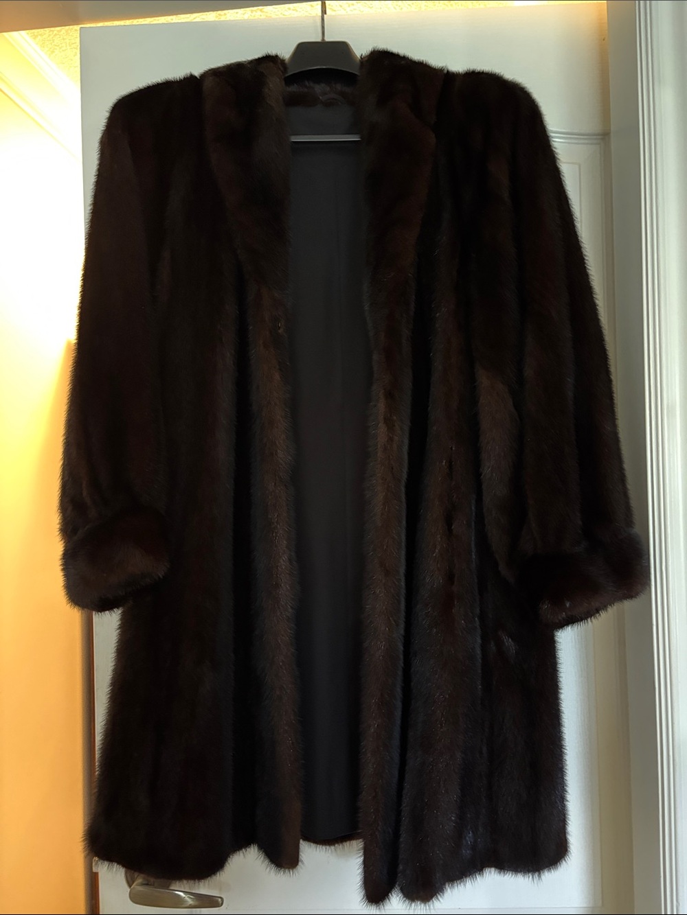 Women's Dark Brown Fur (Mink) Coat - Classic Open Front